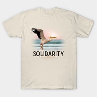 Solidarity Pelican Flying Over the Sea T-Shirt